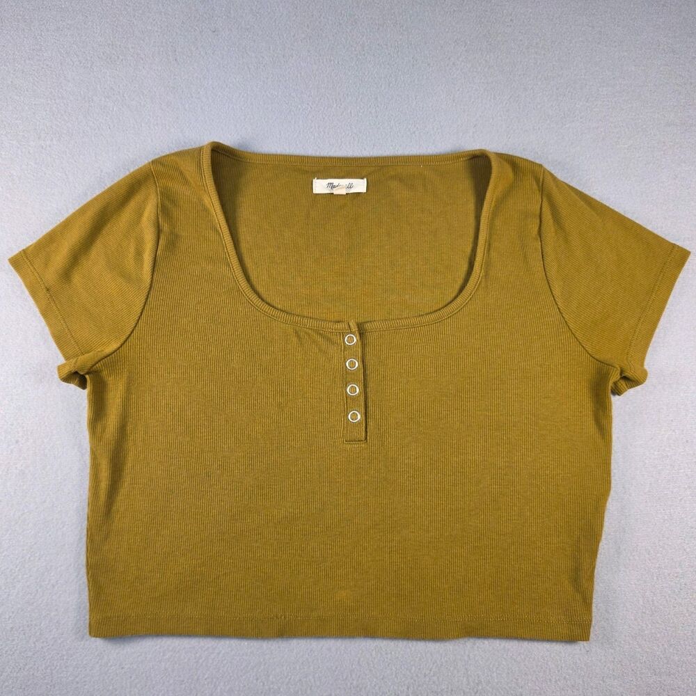 Madewell Ribbed Henley Top – Women’s Size Medium Mustard Yellow